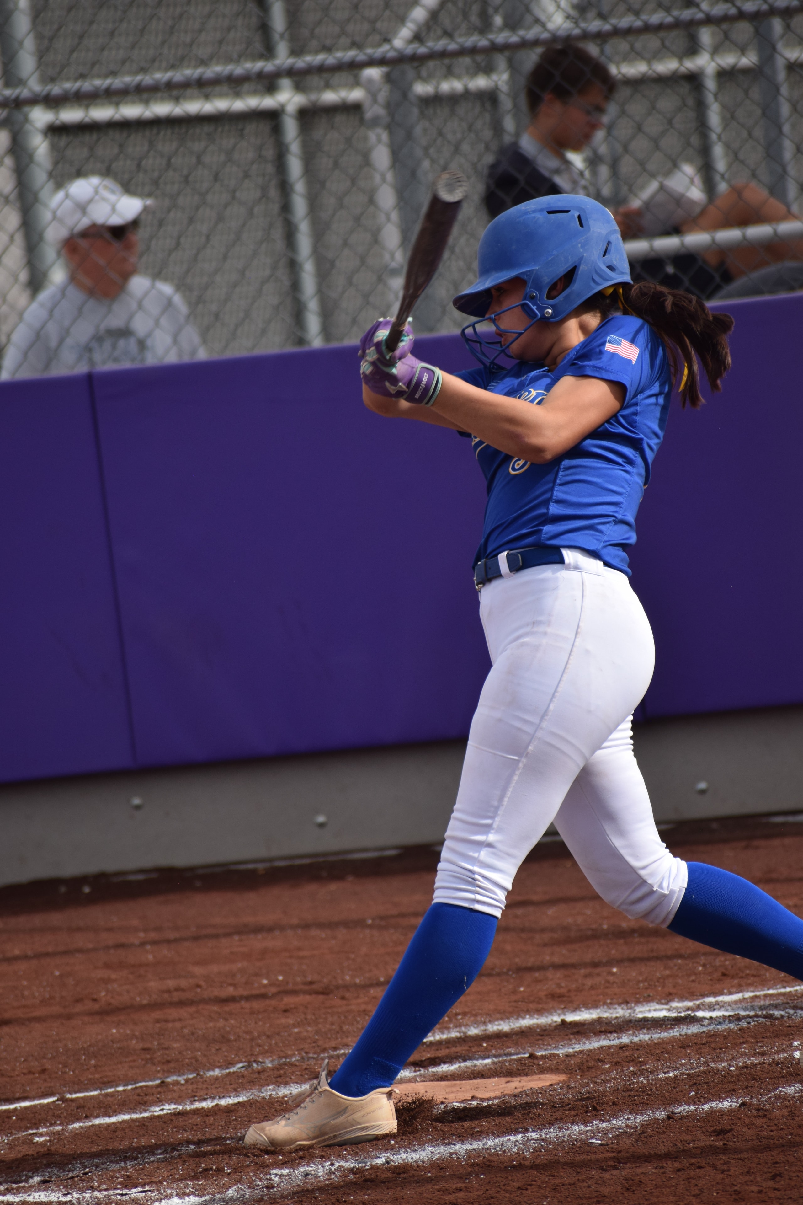 Softball athlete action shot
